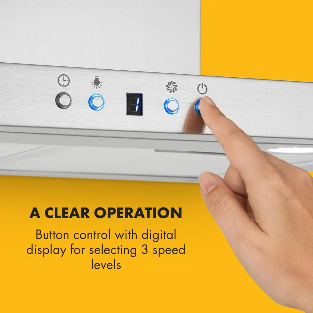 Klarstein Limelight Dunstabzugshaube 60 Cm , Wandhaube , Energieeffizienzklasse A++ , Abluftbetrieb , 600 M³/h , 3 Geschwindigkeitsstufen , Digitalanzeige , LED-Kochfeldbeleuchtung , Umrüstbar Auf Umluftbetrieb , Edelstahl Gebürstet 11 Klarstein Limelight Dunstabzugshaube 60 Cm , Wandhaube , Energieeffizienzklasse A++ , Abluftbetrieb , 600 M³/h , 3 Geschwindigkeitsstufen , Digitalanzeige , LED-Kochfeldbeleuchtung , Umrüstbar Auf Umluftbetrieb , Edelstahl Gebürstet – Bild 9