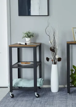 Meerveil Retro Servierwagen, 3 Ebenen Küchenwagen, Rollwagen Auf 4 Rollen, Küchenregal Aus Holz Und Metall, Für Küche Und Wohnzimmer, Vintagebraun-schwarz -Haushaltswaren Store 9c4d75a21e761a4674a7f15079a53aff