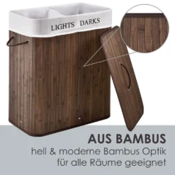 Juskys Bambus Wäschekorb Curly – 100 Liter Wäschesammler Mit Deckel, Griff & Stoff Wäschesack – 2 Fächer Wäschesortierer – Wäschebox In Braun 17 Juskys Bambus Wäschekorb Curly – 100 Liter Wäschesammler Mit Deckel, Griff & Stoff Wäschesack – 2 Fächer Wäschesortierer – Wäschebox In Braun -Haushaltswaren Store 9c832eef08a3d31adcc39bad4d4a7b79