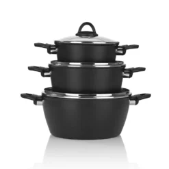 Bratoni Aluminium-Kochtopf Schwarz Mit Glasdeckel - Geschmiedet - 24 Cm Kochtopf Topf Glasdeckel Töpfe Suppentopf Deckel 24cm Geschmiedet Universaltopf -Haushaltswaren Store 9cc5599f3f9baeda38cbcec09f9b3e12