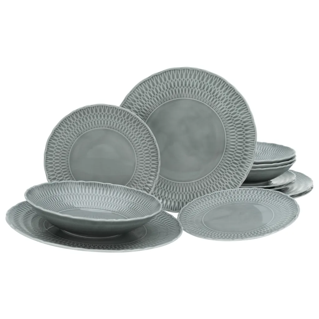 CreaTable 33068 Tafelservice Sofia Für 4 Personen, Porzellan, Grau (1 Set, 12-teilig) 3 CreaTable 33068 Tafelservice Sofia Für 4 Personen, Porzellan, Grau (1 Set, 12-teilig)