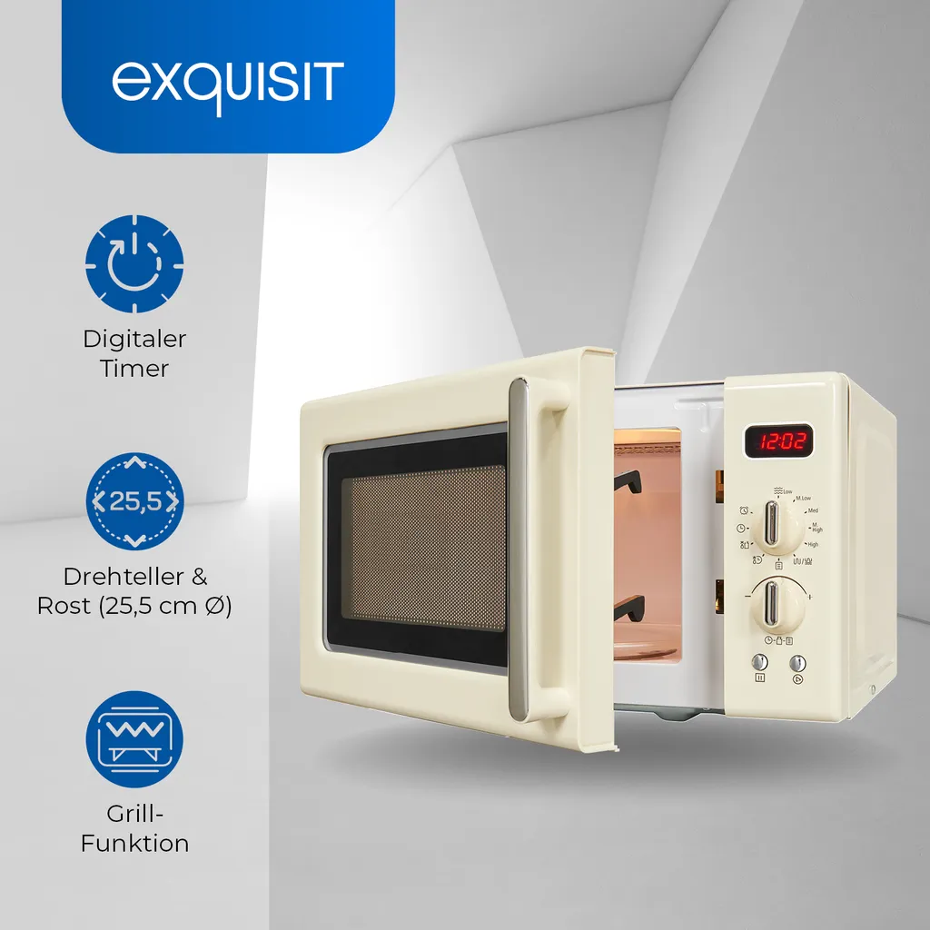 Exquisit Mikrowelle RMW720-3GDIG Creme | 20 Liter Nutzinhalt | 1000 Watt | Creme 4 Exquisit Mikrowelle RMW720-3GDIG Creme | 20 Liter Nutzinhalt | 1000 Watt | Creme – Bild 2