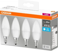 OSRAM Set Mit 4 LED-Lampen E14 Mattierte Flamme 5 W Entsprechend 40 W Kaltweiß -Haushaltswaren Store 9e650d163067aab6cd8e32a7cf722995