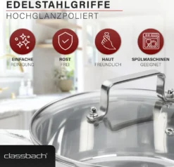 Classbach® Topfset 8-teilig, Kochtopf Set Edelstahl Für Alle Herdarten (Induktion-, Gasherd, Ceranfeld, Elektroherd) Spülmaschinenfest Kochtopf Set Camping, Töpfe Induktion Kochtopfset C-KTS 4017 -Haushaltswaren Store 9f1e2b43597240b6004b95e1c8fc736b