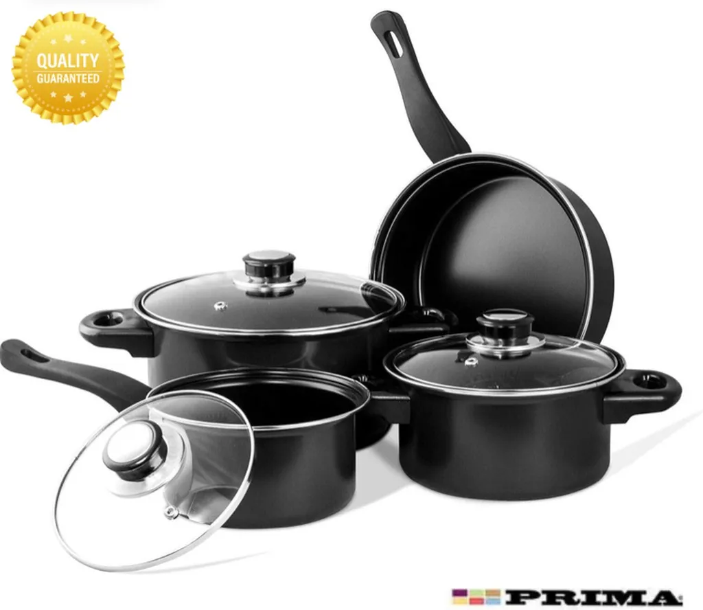 Prima Pfannenset 7-teilig – Kleine Pfannen – Schwarz – Antihaftbeschichtung – Kochset – Mit Deckel – Kochtöpfe – Soßenpfanne – Geschenk Für Mann Und Frau 3 Prima Pfannenset 7-teilig – Kleine Pfannen – Schwarz – Antihaftbeschichtung – Kochset – Mit Deckel – Kochtöpfe – Soßenpfanne – Geschenk Für Mann Und Frau