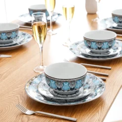 Tafelservice VEWEET, 18 Teiliges Geschirrset Aus Porzellan, AUDRIE Serie, Mit Je 6 Müslischale, Dessertteller Und Flachteller Für 6 Personen -Haushaltswaren Store 9fa6f1d127266dfc1c9b20621d611da1