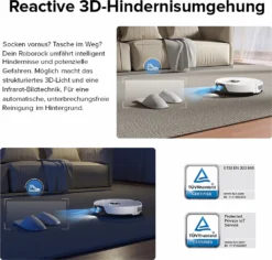 Roborock S8 Staubsauger Roboter Sonic Saugroboter 6000Pa DuoRoller-Bürste VibraRise Wischen 3D-Mapping 3D-Strukturiertes Licht LiDAR Kindersicherung APP Control (Weiß) -Haushaltswaren Store a1b90979762640aec79021ae01b4411e