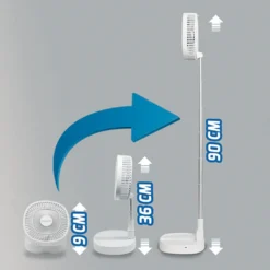 Starlyf® Foldable Fan – Wiederaufladbarer, Kabelloser Und Zusammenklappbarer Ventilator, Akkubetrieb Mit 3 Geschwindigkeiten, 2in1 - Tischventilator Und Standventilator – Aus Der TV Werbung -Haushaltswaren Store a2e59284c81dc241fa0789c3df616a57