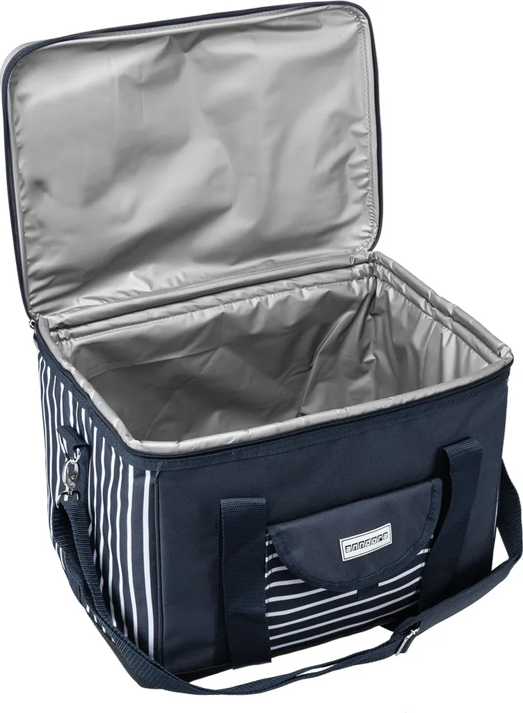 Anndora Kühltasche XL 40 Liter AHOI Mit Reissverschluss - Blau-weis-gestreift 4 Anndora Kühltasche XL 40 Liter AHOI Mit Reissverschluss - Blau-weis-gestreift – Bild 2