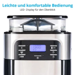 MEDION Kaffeemaschine Mit Mahlwerk Und Thermoskanne (Timer, 1 Liter, 900 Watt, Kaffeebohnenmahlwerk, 8 Mahlstufen, LED Display, Tropf Stopp, Isolierkanne, MD19777) -Haushaltswaren Store a35ad4b773ea769a7d21ce46fdbb1d55