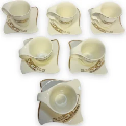 12-teiliges Medusa Mäander Kaffeeservice Mit Goldschliff Kaffeetassen Für 6 Personen 6 Tassen + 6 Untertassen Weiß-Gold Genießen Servieren Kaffee -Haushaltswaren Store a37ce12b59dff01d4decb393ba704814