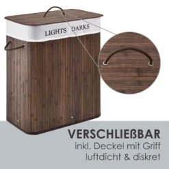Juskys Bambus Wäschekorb Curly – 100 Liter Wäschesammler Mit Deckel, Griff & Stoff Wäschesack – 2 Fächer Wäschesortierer – Wäschebox In Braun 15 Juskys Bambus Wäschekorb Curly – 100 Liter Wäschesammler Mit Deckel, Griff & Stoff Wäschesack – 2 Fächer Wäschesortierer – Wäschebox In Braun -Haushaltswaren Store a59062b2b86a4b4011ee9edebff9c3c0
