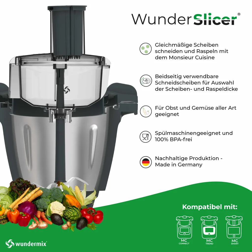 Wundermix Gemüseschneidaufsatz WunderSlicer Gemüseschneider Gemüseraspel Monsieur Cuisine Connect Trend & Smart 6 Wundermix Gemüseschneidaufsatz WunderSlicer Gemüseschneider Gemüseraspel Monsieur Cuisine Connect Trend & Smart – Bild 4