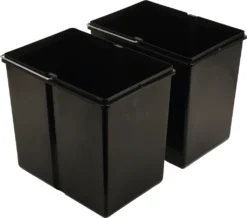 Wesco Niedriger Mülleimer Küche Ausziehbar | 2 X 15 L Einbaumülleimer Mit Schienengestell | Abfallsystem | Abfallsammler | Trennsystem | Bodenmontage | Kunststoff Schwarz | 28015 0 -Haushaltswaren Store a6a282e68acec5157e527add86f41443