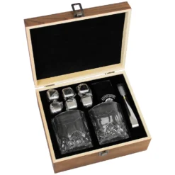 Whisky Geschenk-Set Mit 2 Gläsern, Eiswürfeln Aus Edelstahl, Zange, Samtbeutel In Einer Schönen Holzbox -Haushaltswaren Store a7370374f663eab5310c55346d82fcaa
