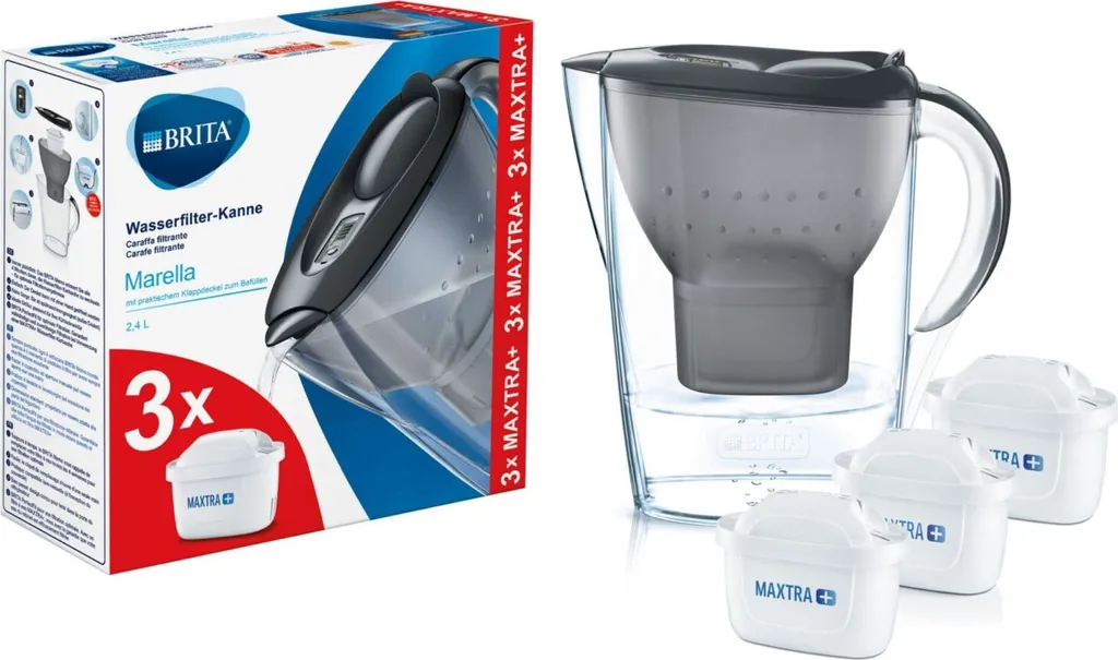 Brita Fill & Enjoy Starterpaket Marella Cool, Gesamtvolumen 2,4 L (gefiltertes Wasser 1,4 L), Incl. 3 Kartuschen MAXTRA+ , Farbe Anthrazit 5 Brita Fill & Enjoy Starterpaket Marella Cool, Gesamtvolumen 2,4 L (gefiltertes Wasser 1,4 L), Incl. 3 Kartuschen MAXTRA+ , Farbe Anthrazit – Bild 3