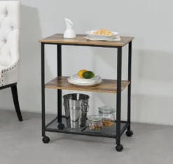 Servierwagen Barwagen Mit Ablage Beistellwagen Allzweckwagen Rollwagen Schwarz/holzfarben [en.casa] -Haushaltswaren Store a9f61fd95f30cf816f94686a5fb83017