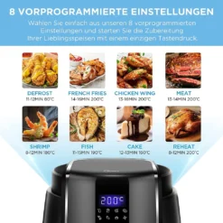 Midea Heißluftfritteuse 3,5L Heißluft Fritteuse Mit 8 Verschiedene Programmen, Digital Touchscreen, Temperaturkontrolle, 1500W Heissluftfritteuse Air Fryer -Haushaltswaren Store ab24ce94f0edd07958e2193dda7a1698