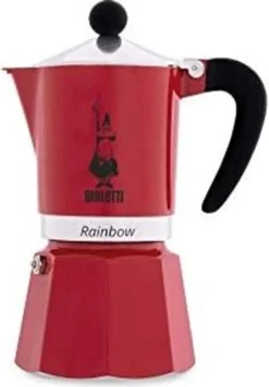 Bialetti Rainbow, Italienische Espresso-Kaffeemaschine, Aluminium, 3 Tassen, Rot -Haushaltswaren Store ad0562b2233c3350ed971b39958ffcec