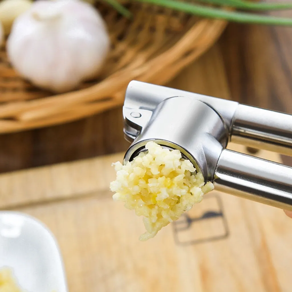 Edelstahl Knoblauchpresse, Ingwer Brecher Presse Aufschnitt Stampfer Küchenhelfer 4 Edelstahl Knoblauchpresse, Ingwer Brecher Presse Aufschnitt Stampfer Küchenhelfer – Bild 2