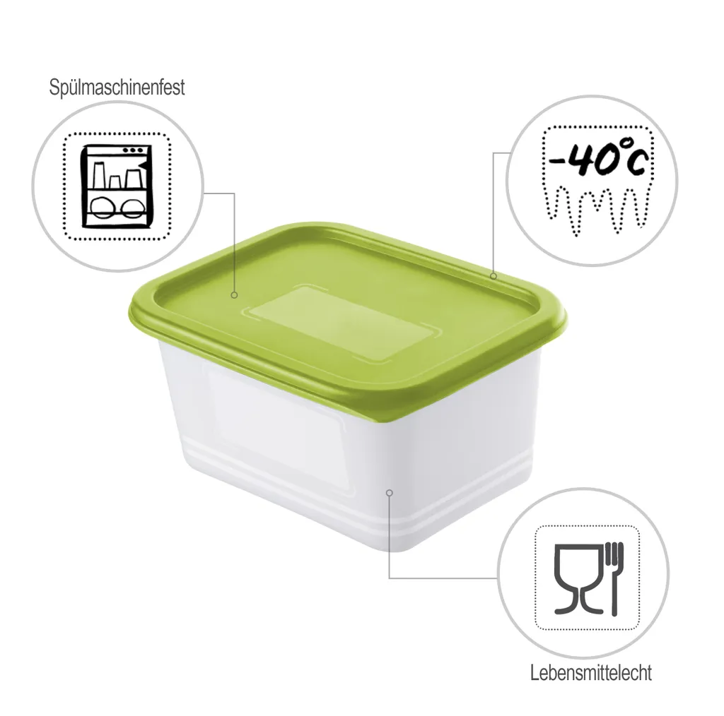 ROTHO Set Gefrierdosen 4 X 0.75 L DOMINO, Farbe:Limettengrün 6 ROTHO Set Gefrierdosen 4 X 0.75 L DOMINO, Farbe:Limettengrün – Bild 4