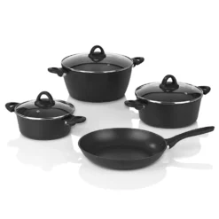 Bratoni Aluminium-Kochtopf Schwarz Mit Glasdeckel - Geschmiedet - 24 Cm Kochtopf Topf Glasdeckel Töpfe Suppentopf Deckel 24cm Geschmiedet Universaltopf -Haushaltswaren Store addf8a7a1fa278a7c956e04e84ee62ac