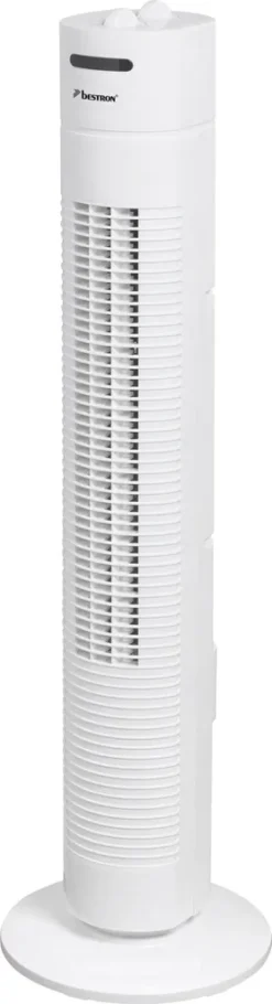 Bestron Turmventilator Mit 3 Geschwindigkeitsstufen, Inkl. 75° Oszillation-Funktion, Timer, Höhe: 78cm, 35W, AFT760Z, Farbe: Weiß