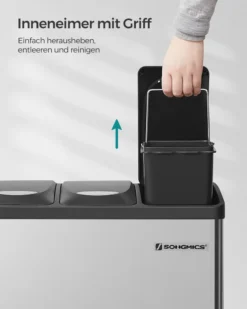SONGMICS Mülleimer 24L, Edelstahl Abfalleimer Mit Inneneimer 3 X 8L 3-in-1Treteimer Trennsysteme LTB24L 15 SONGMICS Mülleimer 24L, Edelstahl Abfalleimer Mit Inneneimer 3 X 8L 3-in-1Treteimer Trennsysteme LTB24L -Haushaltswaren Store af6577731375c26dc8992c16e1e52fc7