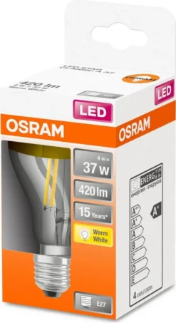 Osram LED Filament Leuchtmittel Birne Star Classic 4W = 37W E27 Koipfspiegel Gold 420lm Warmweiß 2700K -Haushaltswaren Store afe1ac3510c1036d5c168a4c02b3fde3