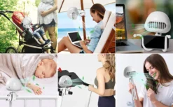 CMYBABEE Kinderwagen Ventilator, Tragbarer Blattloser Ventilator, 3-Gang-Optionen, Wiederaufladbarer, USB Ventilator, Für Kinderwagen, Schreibtisch, Zelt Und Reise, Handheld Ventilator-Weiß -Haushaltswaren Store b210f66445883a15a03a083ca085df9c