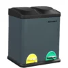 SONGMICS Mülleimer 30 Liter, Mülltrennung, 2 X 15 Liter, Abfalleimer, Treteimer Mit Inneneimern, Farbigen Pedalen, Mülltrennsystem Für Die Küche, Rauchgrau-schwarz LTB30G
