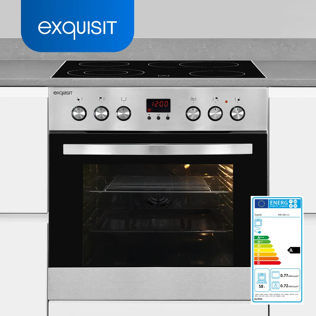 Exquisit EHE 185-1.2-Set Einbau-Herd Glaskeramikkochfeld | Ober-/Unterhitze | Inox 4 Exquisit EHE 185-1.2-Set Einbau-Herd Glaskeramikkochfeld | Ober-/Unterhitze | Inox – Bild 2