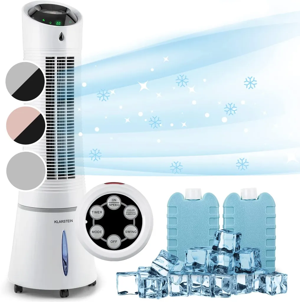 Klarstein Mobiles Klimagerät Ohne Abluftschlauch - Luftkühler Mit Wasser Ventilator Luftbefeuchter Luftreiniger Funktion - 6L Wassertank - Air Cooler Klimaanlage Mobil Mit Fernbedienung - Weiß 3 Klarstein Mobiles Klimagerät Ohne Abluftschlauch - Luftkühler Mit Wasser Ventilator Luftbefeuchter Luftreiniger Funktion - 6L Wassertank - Air Cooler Klimaanlage Mobil Mit Fernbedienung - Weiß