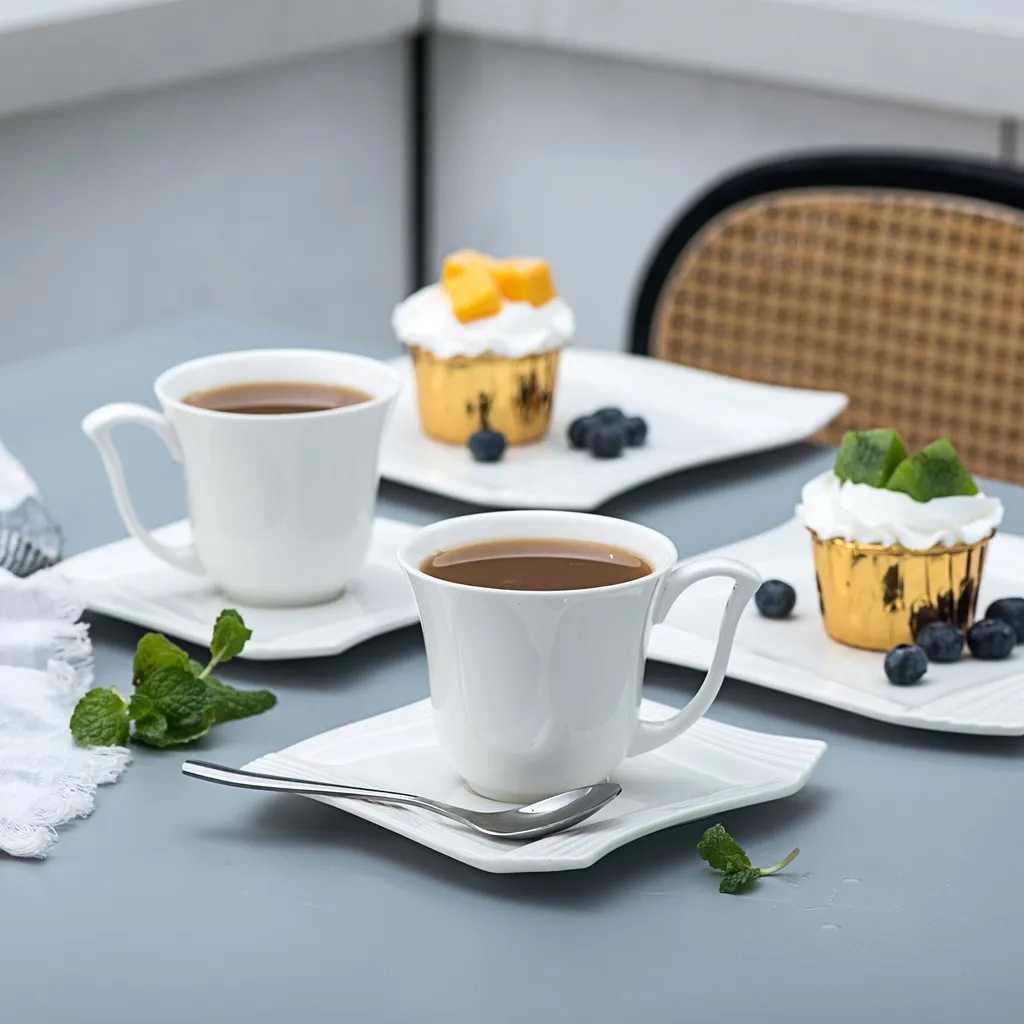 MALACASA, Serie Amparo, 36 Teilig Set Cremeweiß Porzellan Kaffeeservice Dessertteller Kaffeetasse Mit Untertasse 9 MALACASA, Serie Amparo, 36 Teilig Set Cremeweiß Porzellan Kaffeeservice Dessertteller Kaffeetasse Mit Untertasse – Bild 7