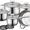 12-teiliges Edelstahl Kochgeschirr Kochtopfset Topfset Töpfe Pfannen Glasdeckel 2 12-teiliges Edelstahl Kochgeschirr Kochtopfset Topfset Töpfe Pfannen Glasdeckel -Haushaltswaren Store b5d7dca821476b0965fe7729d538e20f
