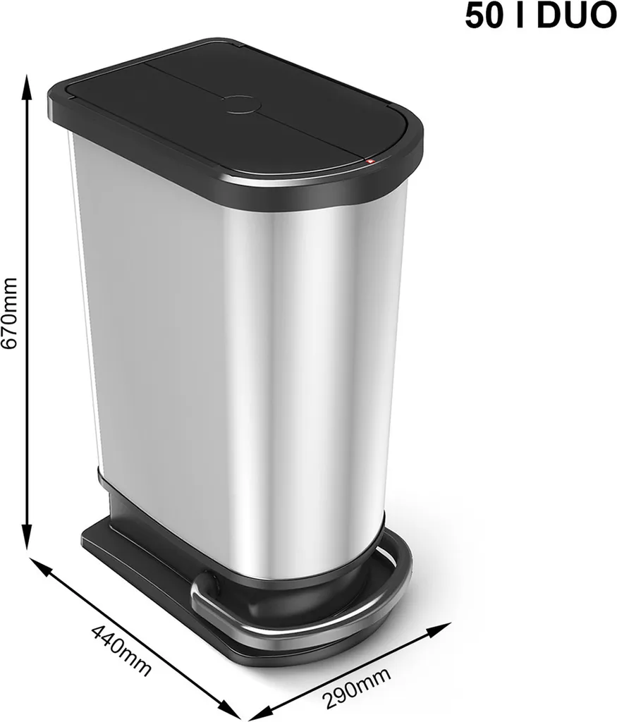 ROTHO Treteimer Duo 50 L PASO, Farbe:Silber Metallic 5 ROTHO Treteimer Duo 50 L PASO, Farbe:Silber Metallic – Bild 4