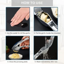 LOZAYI Knoblauchpresse,15,5 Cm Knoblauch- Und Ingwerpresse Mit Ergonomischem Griff Aus Zinklegierung, Praktischer, Rostfrei Und Leicht Zu Reinigen, -Haushaltswaren Store b8293a32359a78e012ca5f0d0db3b1d9
