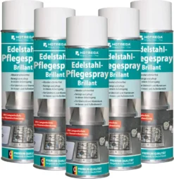HOTREGA Edelstahl Pflegespray Brillant 500 Ml - Edelstahlreiniger, Edelstahlpflege, Edelstahl Pflege Reiniger Menge:2 -Haushaltswaren Store b85fb2e0702e4d0dcaf4427a92f46421