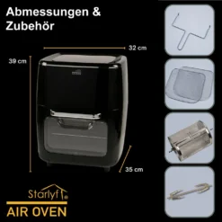 Starlyf® Air Oven XXL – 12 Liter Heißluftfriteuse Mit 10 Programmen Und Rotisserie-Funktion, Drehspieß, LED Display Mit Touch Screen, 1700 Watt , Ohne ÖL - Airfryer, Heißluft, Fritteuse, Heißluftofen, Backofen, Dehydrator, Grill 23 Starlyf® Air Oven XXL – 12 Liter Heißluftfriteuse Mit 10 Programmen Und Rotisserie-Funktion, Drehspieß, LED Display Mit Touch Screen, 1700 Watt , Ohne ÖL - Airfryer, Heißluft, Fritteuse, Heißluftofen, Backofen, Dehydrator, Grill -Haushaltswaren Store b8a2bf5577a540a730d1337b4e98fd13