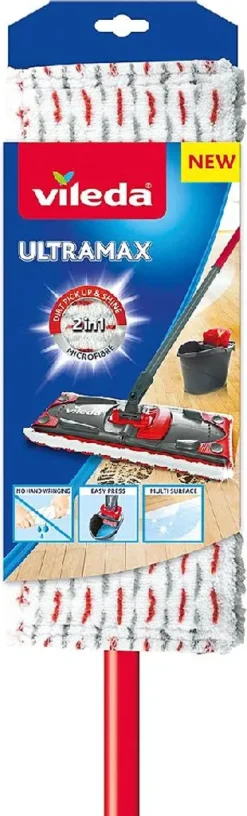 Vileda Bodenwischer Ultramax Mit Stiel, Rot/grau