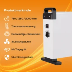Tronitechnik KH-101 Heizgerät Konvektor Radiator Heizung Stufenlose Thermosteuerung (750W / 1.250W / 2.000W) -Haushaltswaren Store bae77204eb1b888dc750d3332921929a