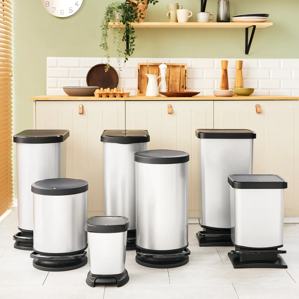 ROTHO Treteimer Duo 50 L PASO, Farbe:Silber Metallic 8 ROTHO Treteimer Duo 50 L PASO, Farbe:Silber Metallic – Bild 7