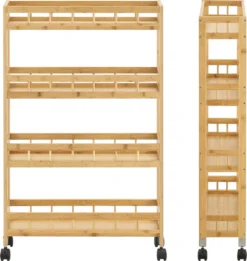 Küchenwagen Pyhäjoki Auf Rollen Servierwagen Aus Bambus Aufbewahrungswagen 96 X 60 X 18 Cm Speicherwagen Natur -Haushaltswaren Store bc04b727ad611a04693dbce6d030afe0