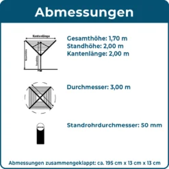 BLOME Wäschespinne Standard Medium Plus - Inkl. Bodenhülse Mit Deckel, Wäscheschirm Mit 60m Wäscheleine, Hochwertig & Stabil, Germany 14 BLOME Wäschespinne Standard Medium Plus - Inkl. Bodenhülse Mit Deckel, Wäscheschirm Mit 60m Wäscheleine, Hochwertig & Stabil, Germany -Haushaltswaren Store bd93fc262ee3a569ddad691b8d49ec97