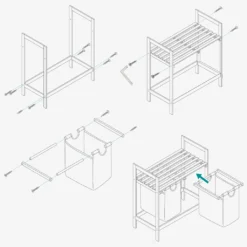 Navaris Ausziehwäschekorb Zweiteilig Aus Bambus - Wäschesammler Baumwollsack Abnehmbar - Doppel Wäschekorb Inkl. Ablage - Trennen Und Sortieren