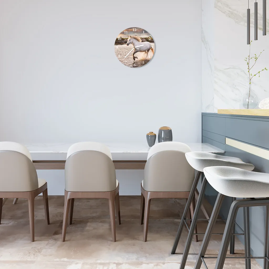 Wanduhr WEIßES PFERD Küchenuhr LEISE Wohnzimmeruhr DEKO Badezimmeruhr RUND 30 Cm 5 Wanduhr WEIßES PFERD Küchenuhr LEISE Wohnzimmeruhr DEKO Badezimmeruhr RUND 30 Cm – Bild 3