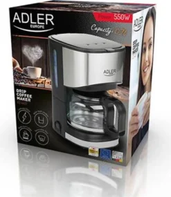 Adler AD-4407 Tropfkaffeemaschine 8 Tassen, Edelstahl, BPA-frei, 550 W, 550 W, 0,7 Liter, Schwarz Und Grau -Haushaltswaren Store bedd89606f961d97d22e3c08ef146c30