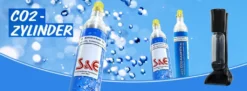 2 X CO2 Reserve-Zylinder Für 425g | 60l Sprudel-Wasser - Kohlensäure Nachfüll-Flasche Kompatibel Mit Soda Wasser-Sprudler -Haushaltswaren Store bf048e64ce20ff0b195c80ccfd1e9008