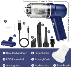 Kabelloser Handstaubsauger Für Auto,Handstaubsauger Akku Stark Mit LED Taschenlampe,Nass Trocken Wiederaufladbar 120W Kabellos Handsauger Für Tastatursauger,PC,Haus,Bürogeräte -Haushaltswaren Store bf0fe14d7d35eb83301f44a5d74a733a