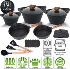 Melody Topfset Nero Antihaft Alugus Pfannen-Set Topf-Set Töpfe Bratpfannen 19-Teilig #3022 -Haushaltswaren Store bf27e768ba2d4d5042c06dda99929a4d
